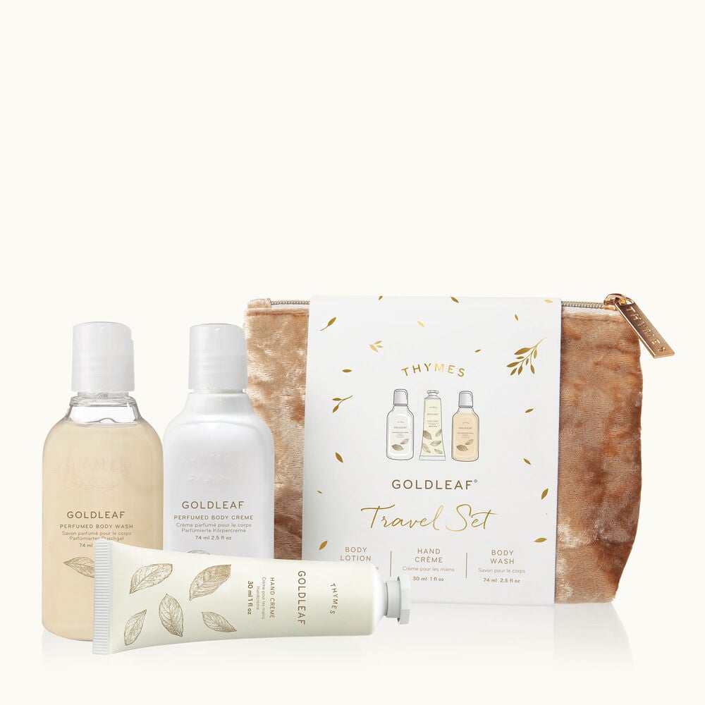 Thymes Goldleaf body wash, body lotion, and hand crème image number 0